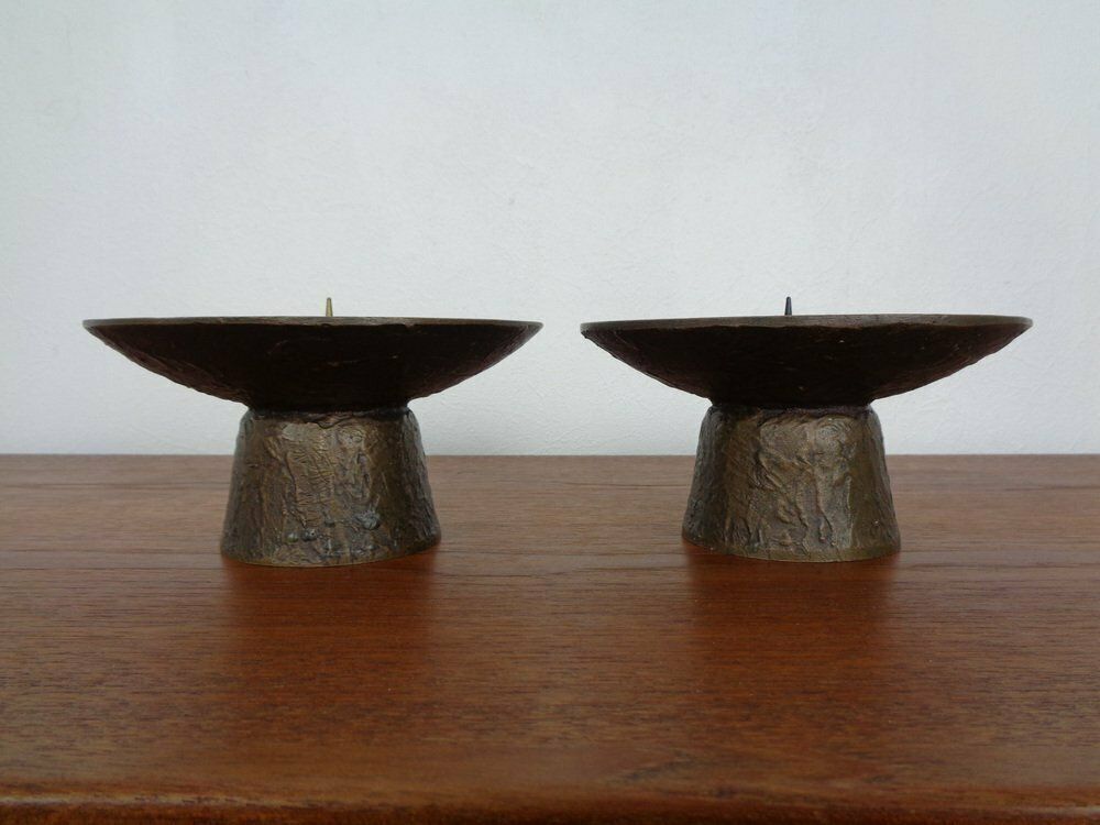 Brutalist Bronze Candleholders, 1960s, Set Of 2 photo 206.0