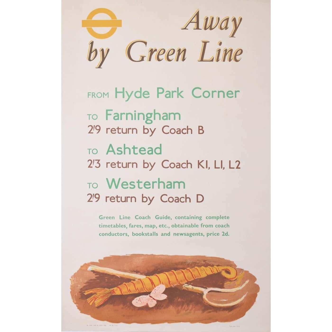 Graham Sutherland Away By Green Line Graham Sutherland Original Vintage Poster 1930s Coach Travel 1936 photo 1069.0