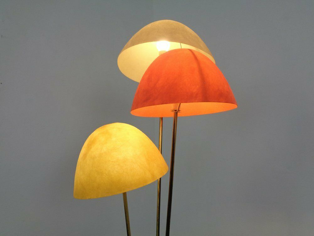 photo for sale Italian Glass Fiber & Brass Floor Lamp, 1950s