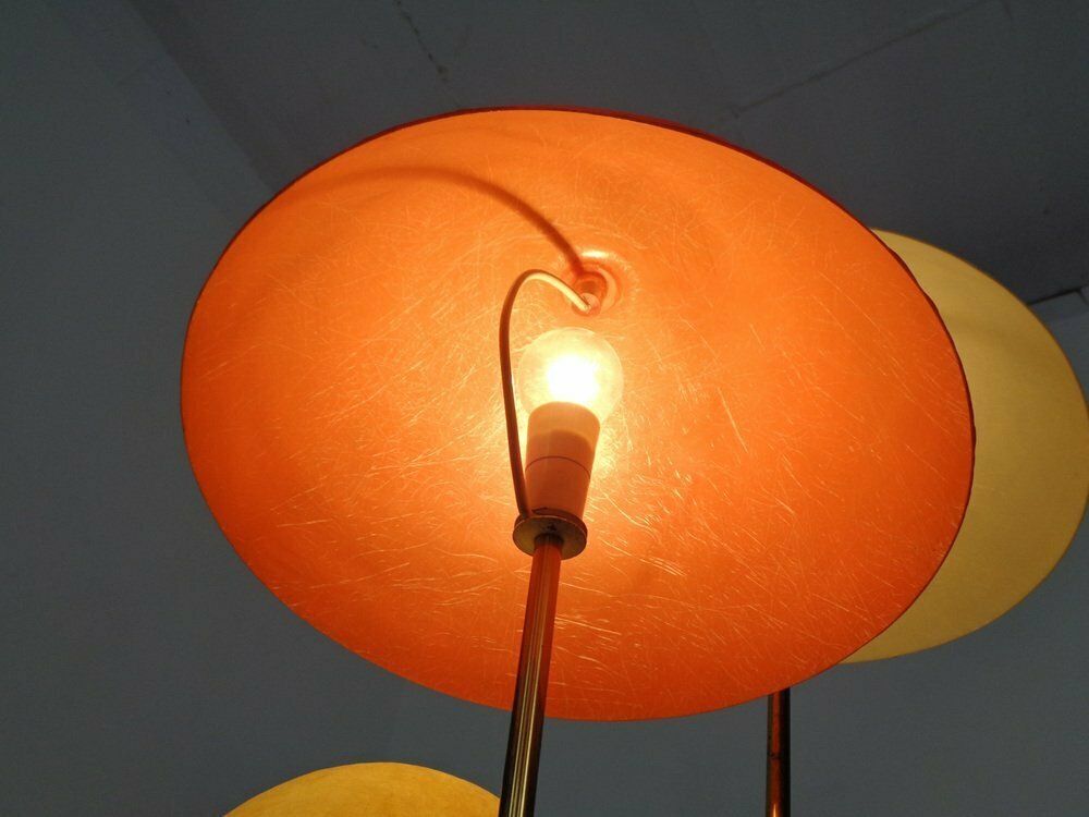 photo vinterior Italian Glass Fiber & Brass Floor Lamp, 1950s