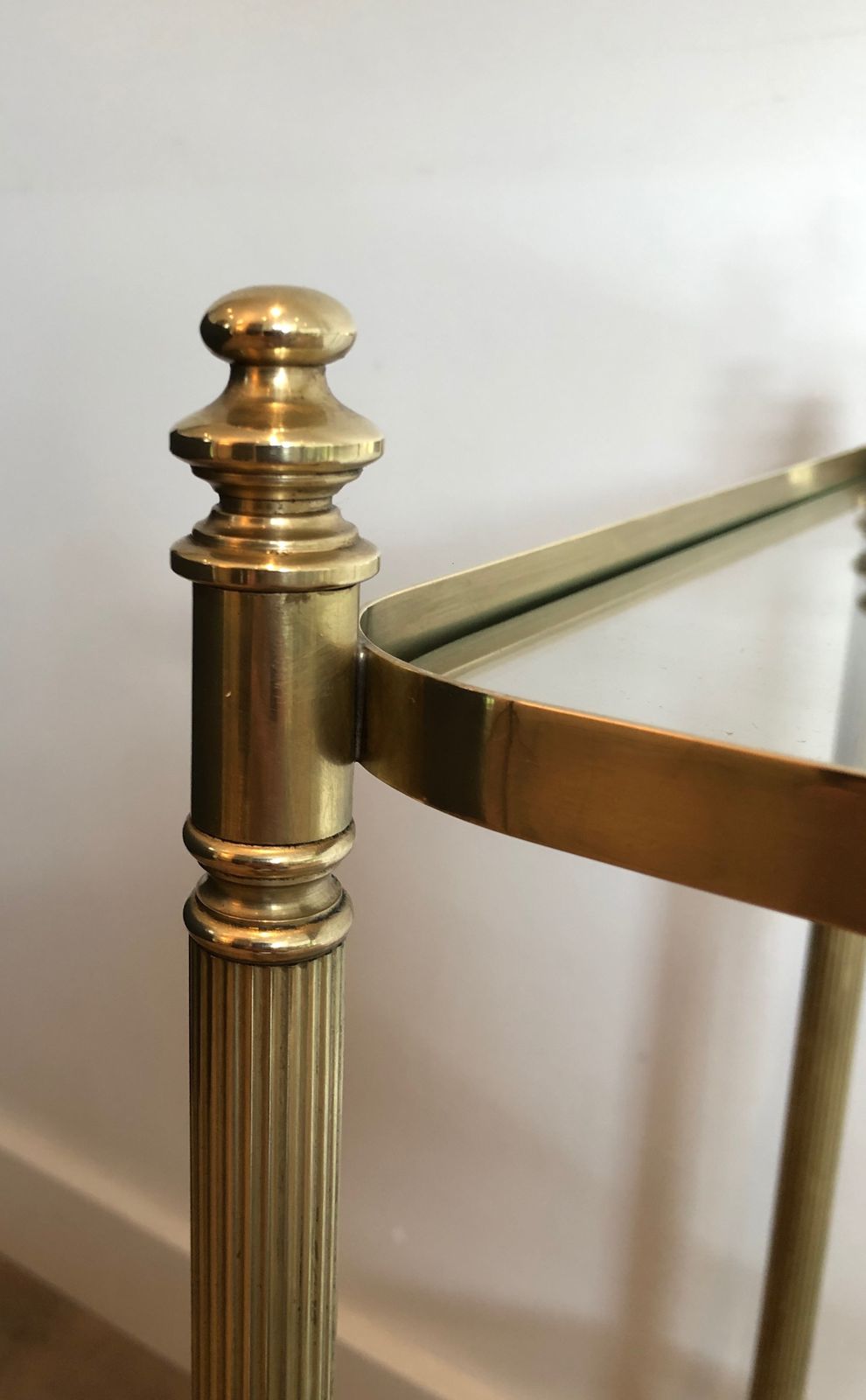 Pair Of Neoclassical Style Brass Side Tables In The Style Of Maison Jansen photo buy