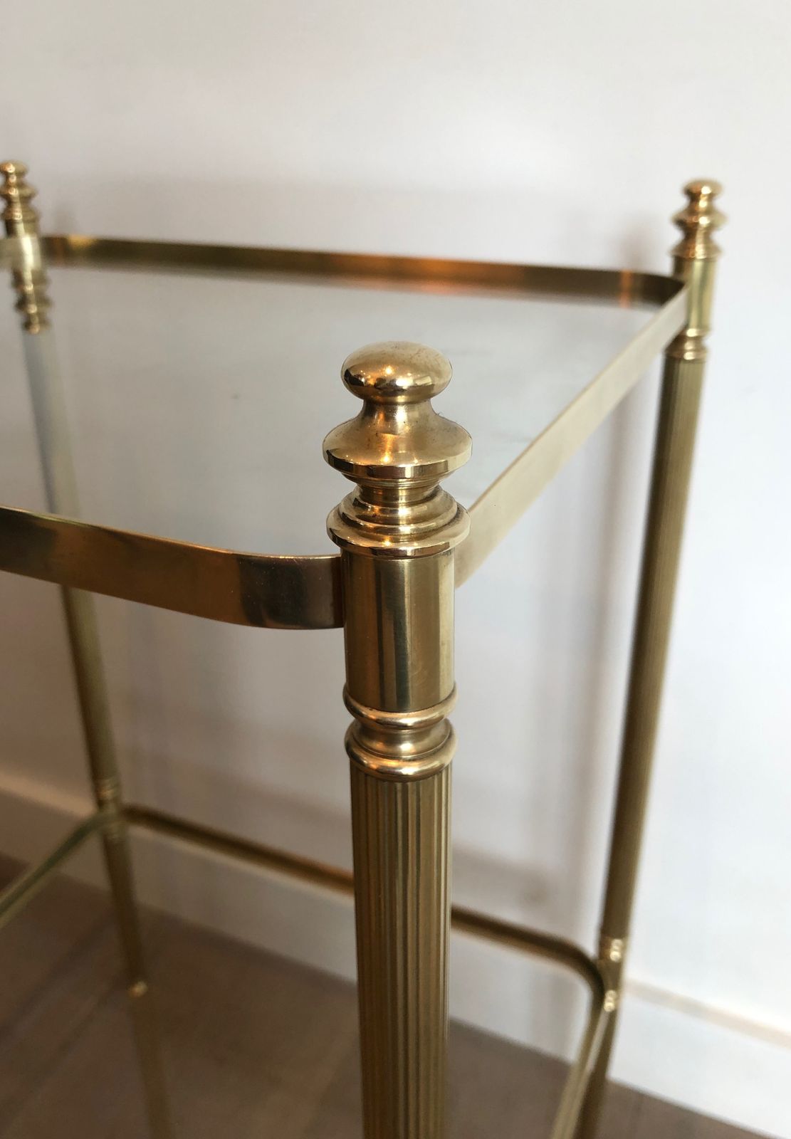 photo furniture Pair Of Neoclassical Style Brass Side Tables In The Style Of Maison Jansen