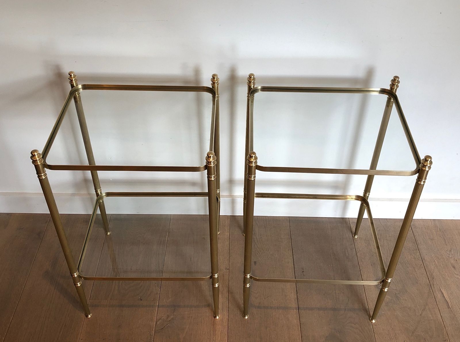 photo vinterior Pair Of Neoclassical Style Brass Side Tables In The Style Of Maison Jansen