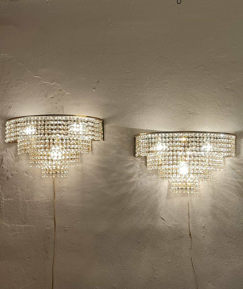 photo furniture Crystal Wall Lamps. France, 1970s. Set Of 2