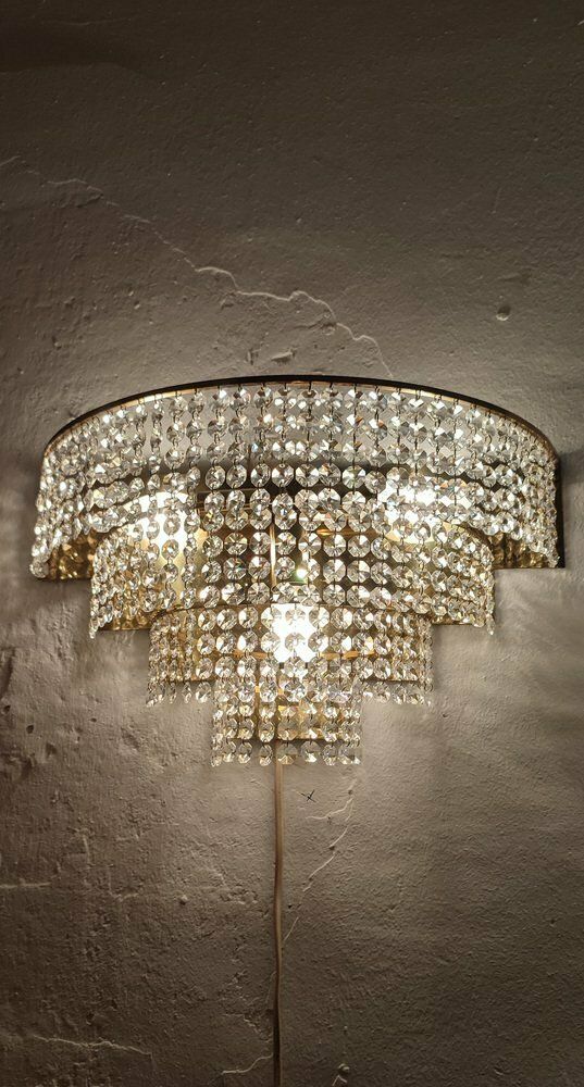 782.0 Crystal Wall Lamps. France, 1970s. Set Of 2 photo