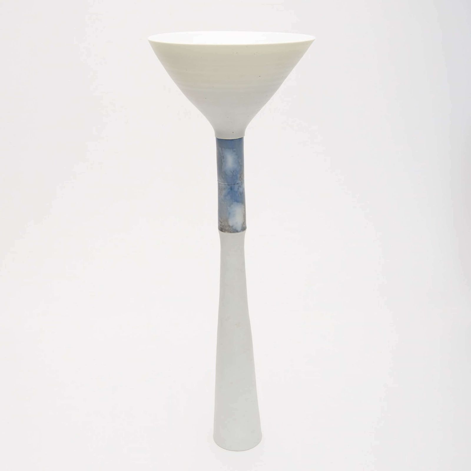 Tall Porcelain Sculpture And Vessel White And Blue By Thomas Naete photo vintage