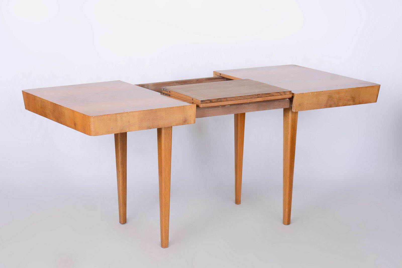 Restored Artdeco Oak Dining Table, Jindrich Halabala, Up Zavody, Adjustable Width, Revived Polish, Czechia, 1940s photo buy
