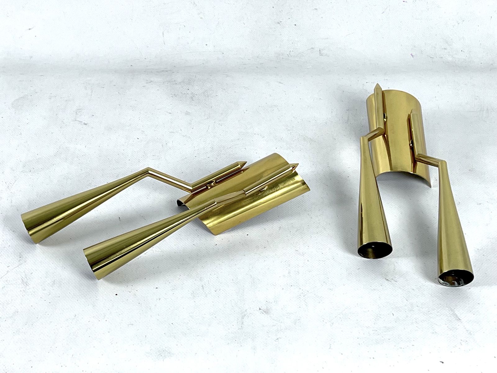 Mid Century Modern Pair Of Brass Oscar Torlasco Attributable Sconces. Italy 1950s photo 1346.15