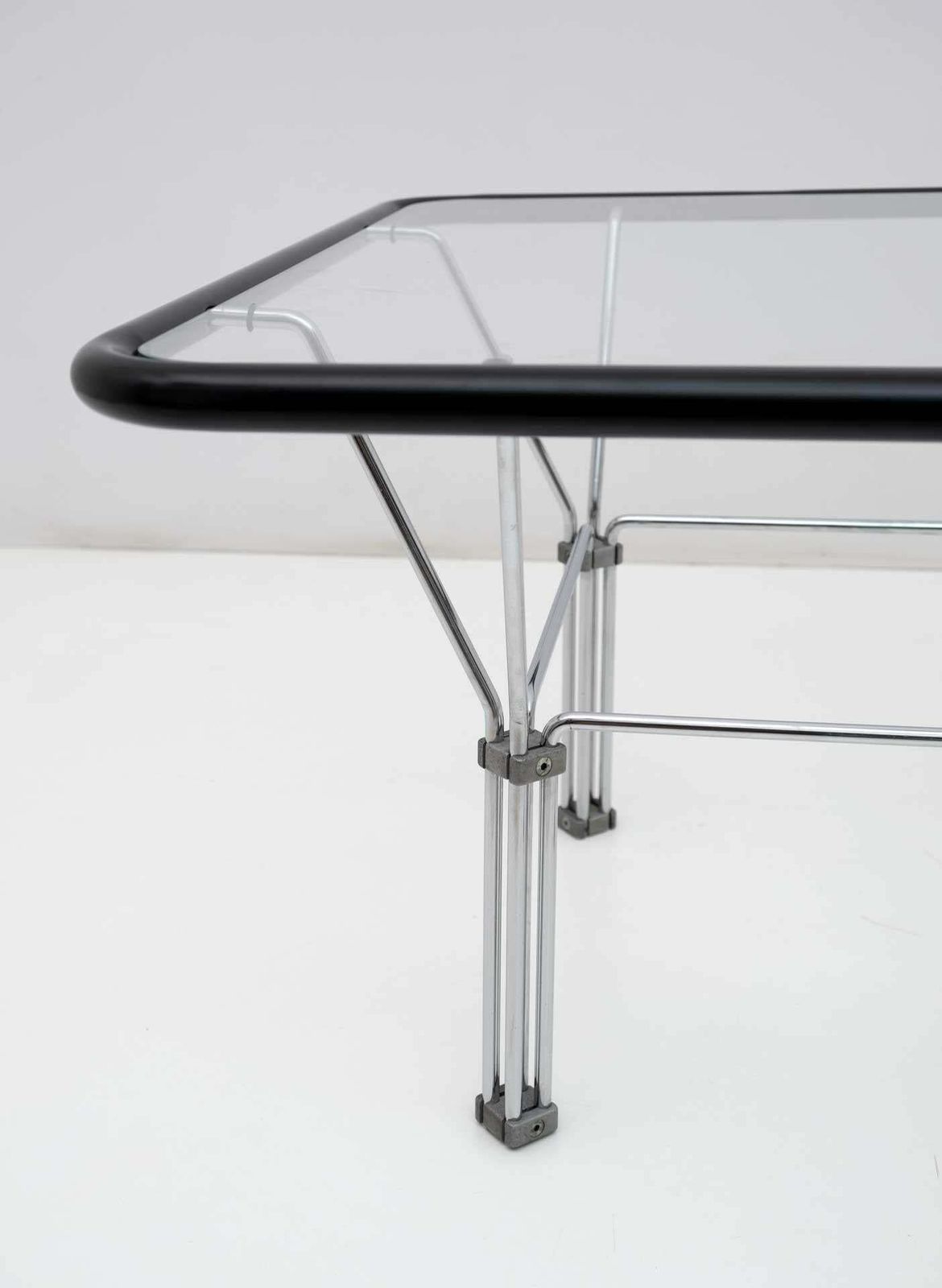 Attributed Niels Bendtsen Post Modern Crystal And Steel Coffee Table, 1970s photo buy