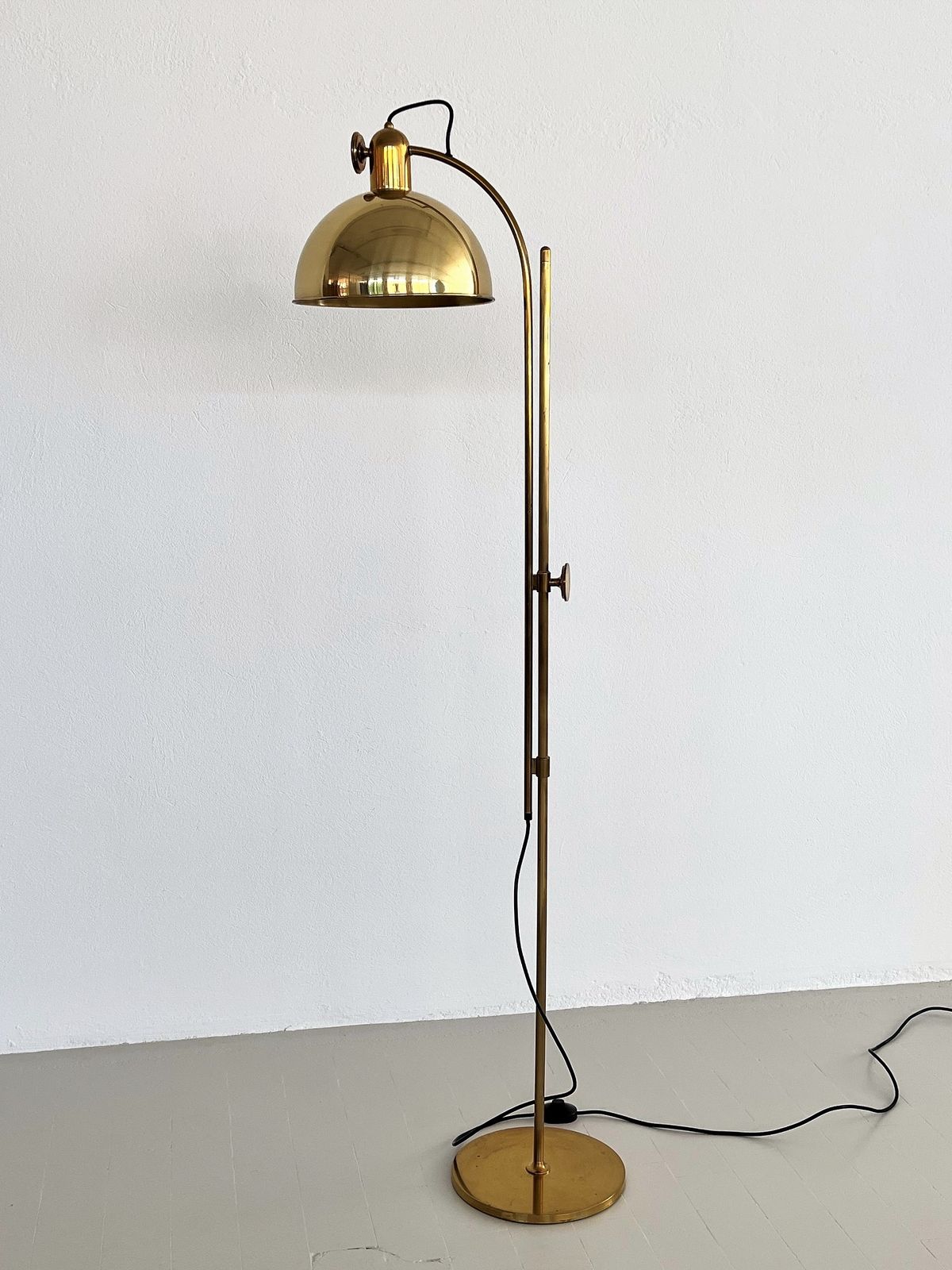 photo for sale Florian Schulz Mid Century Adjustable Floor Lamp In Full Brass, 1970s
