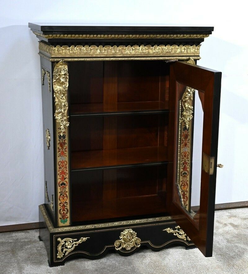 Small Showcase In Brass And Blackened Pear Tree, Napoleon III Period   Mid 19th Century photo 8456.3