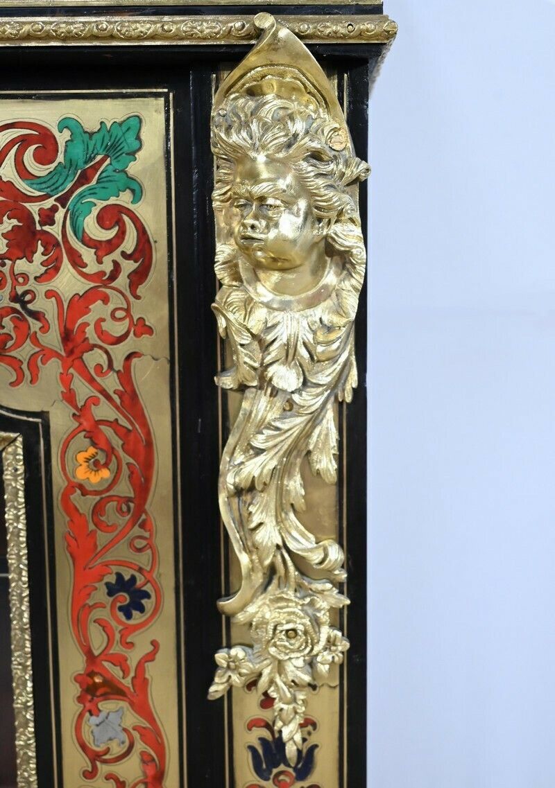8456.3 Small Showcase In Brass And Blackened Pear Tree, Napoleon III Period   Mid 19th Century photo