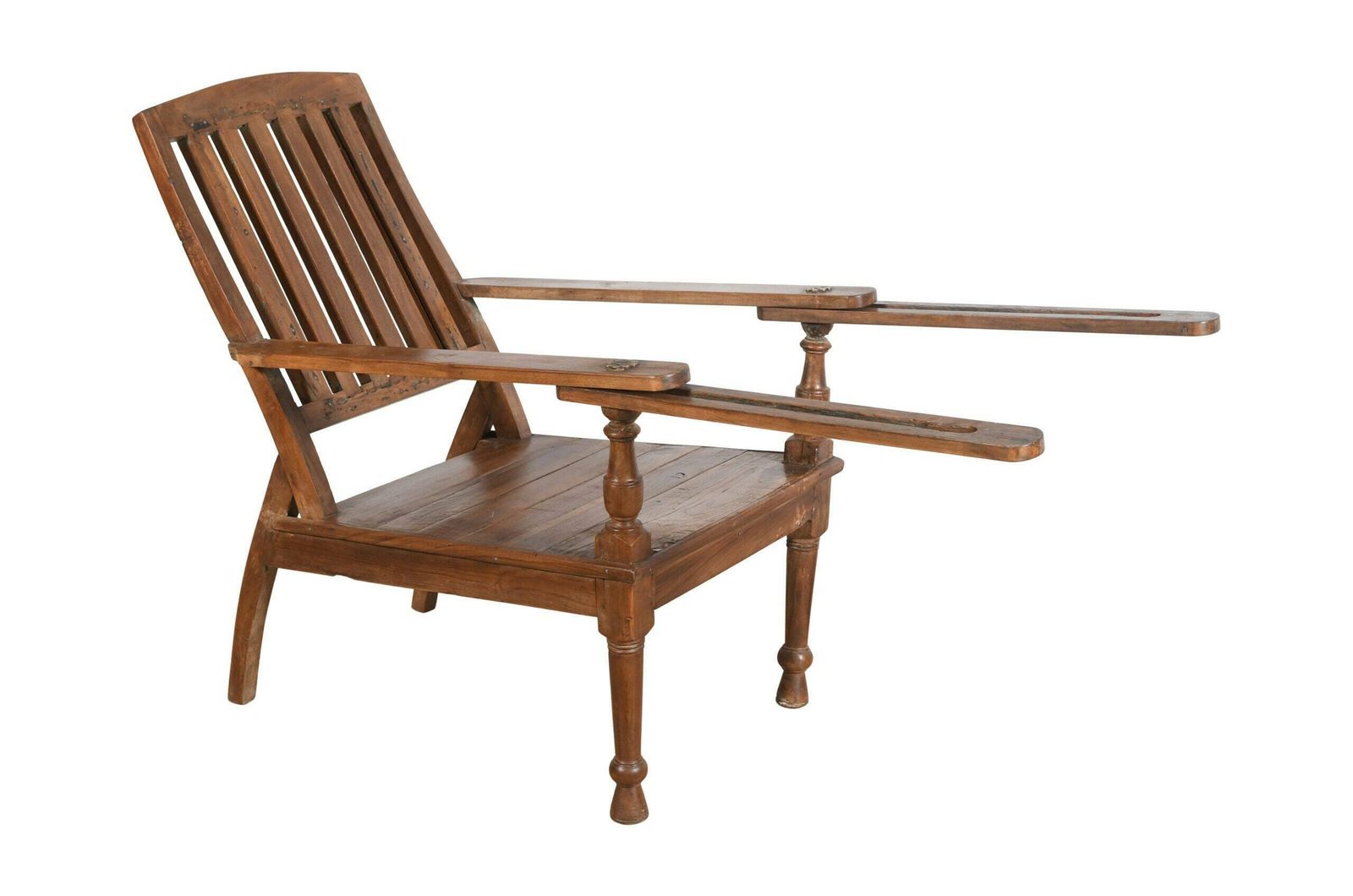 Authentic Antique Indian Teak Wood Veranda Plantation Chair | Vintage Rustic Seating | Handcrafted Ethnic Décor