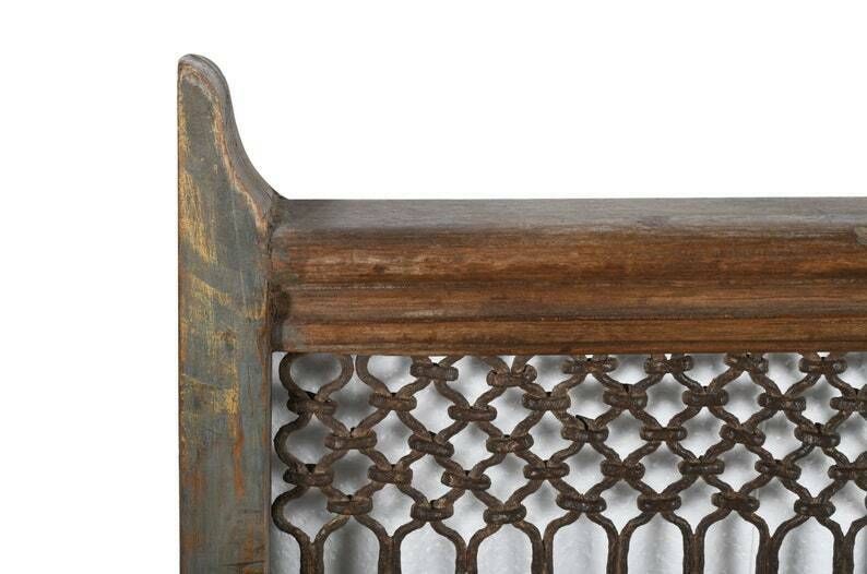 Exquisite Antique Indian Teak Wood And Iron Bannister   Vintage Architectural Salvage, Handcrafted Artistry photo for sale