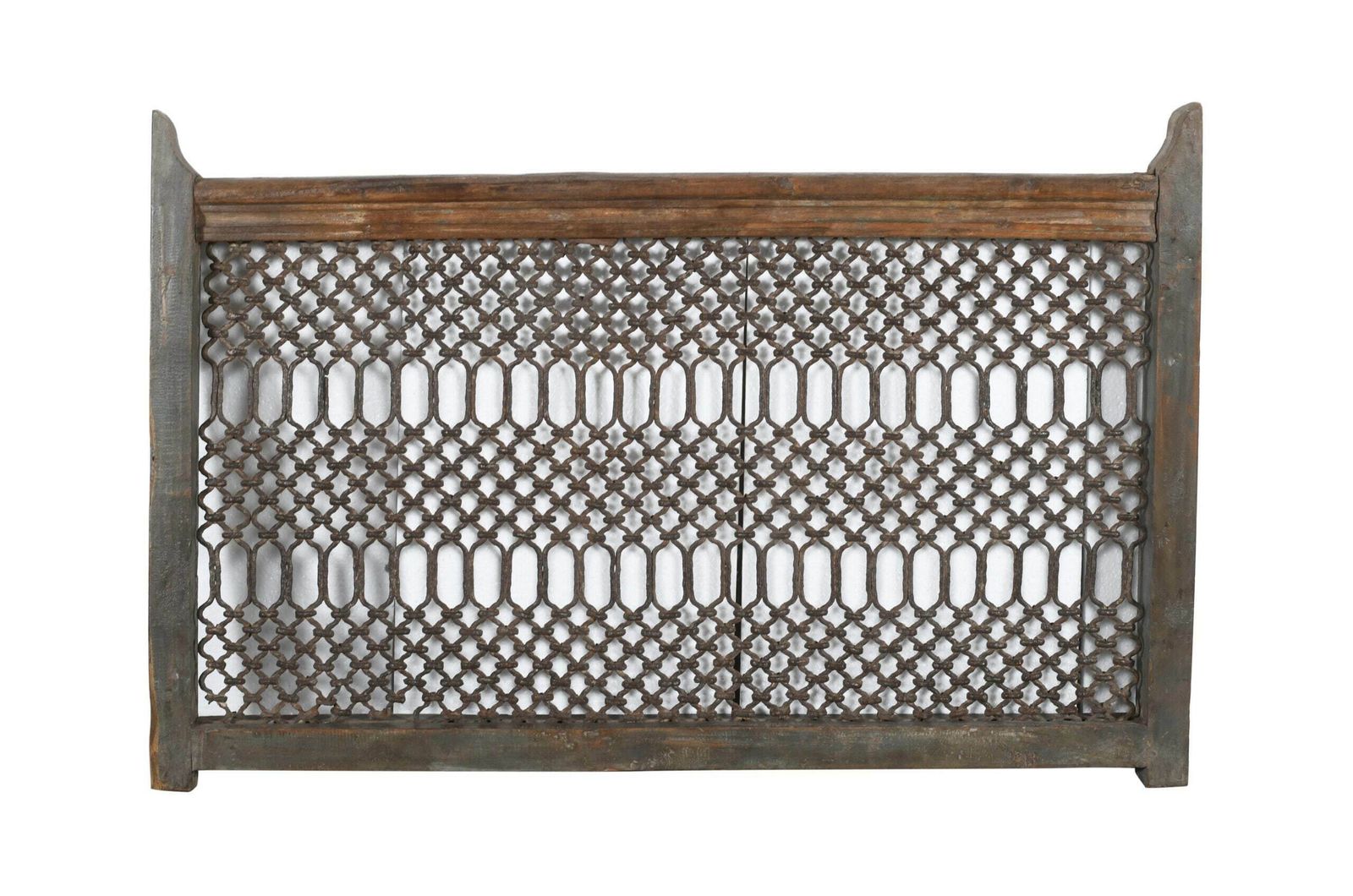 Exquisite Antique Indian Teak Wood And Iron Bannister   Vintage Architectural Salvage, Handcrafted Artistry