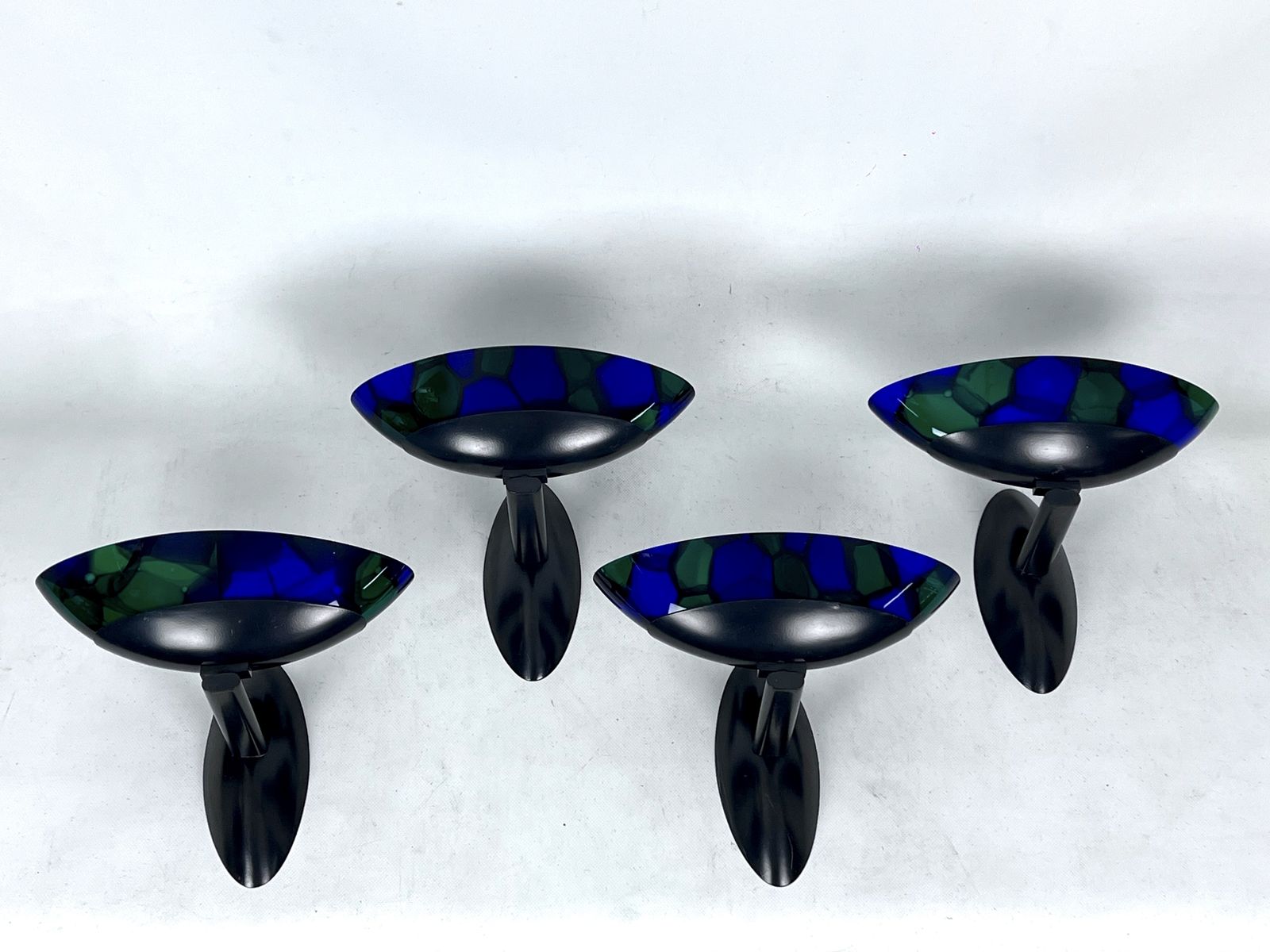 Ottavio Missoni, Four Large Wall Lamps In Murano Glass And Metal. Italy 1980s