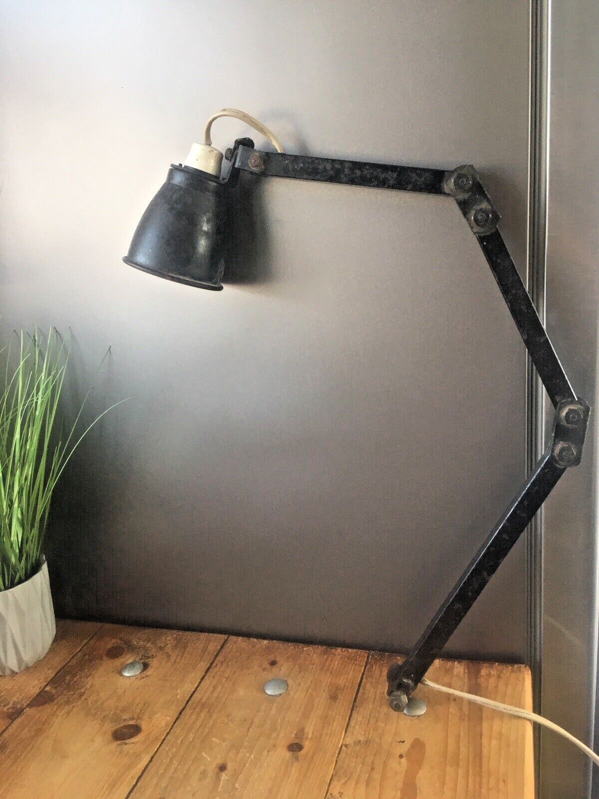 Genuine 50's Factory Memlite Anglepoise Industrial Desk Wall Light Lamp Maclamp photo for sale