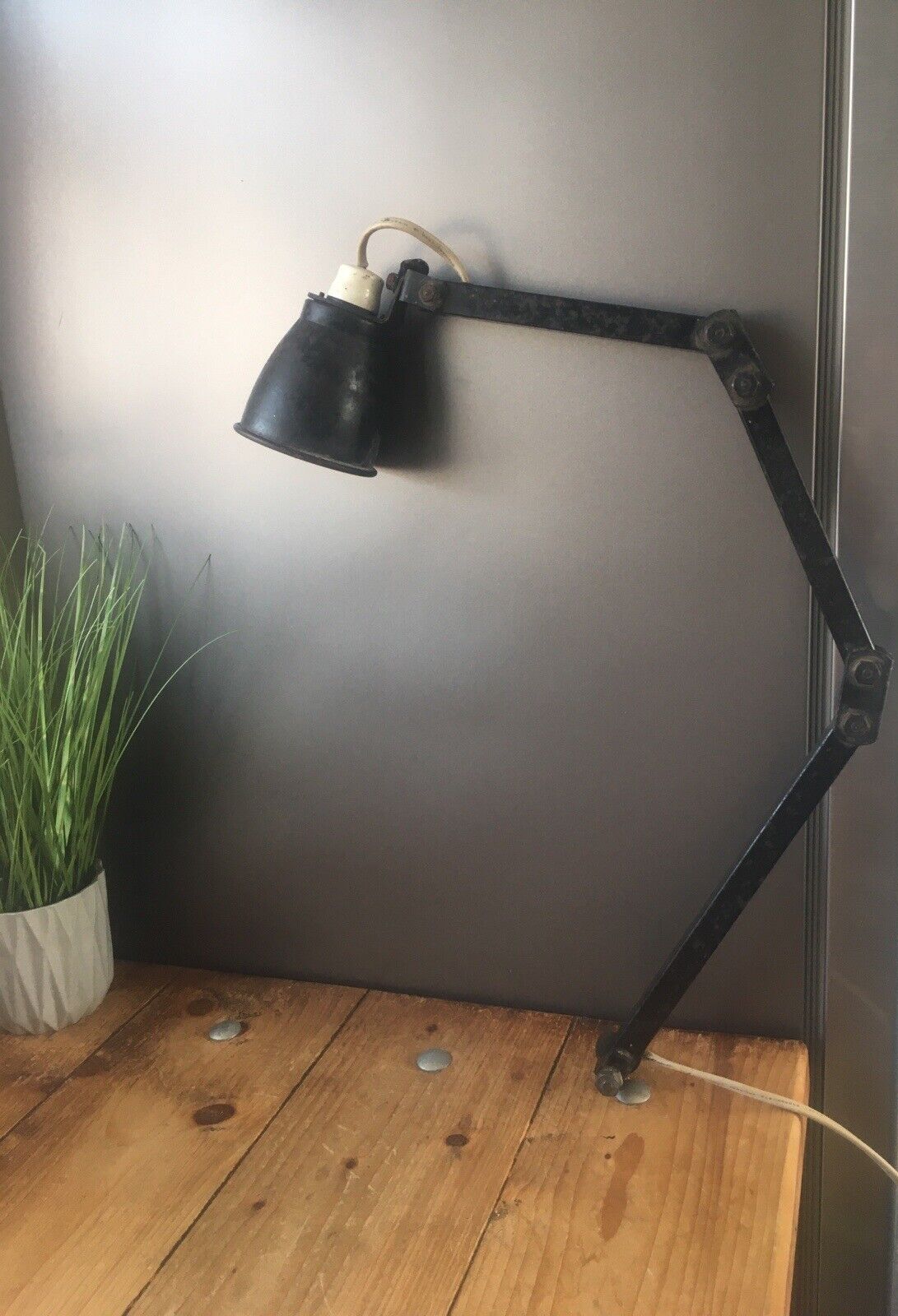 Genuine 50's Factory Memlite Anglepoise Industrial Desk Wall Light Lamp Maclamp photo vinterior