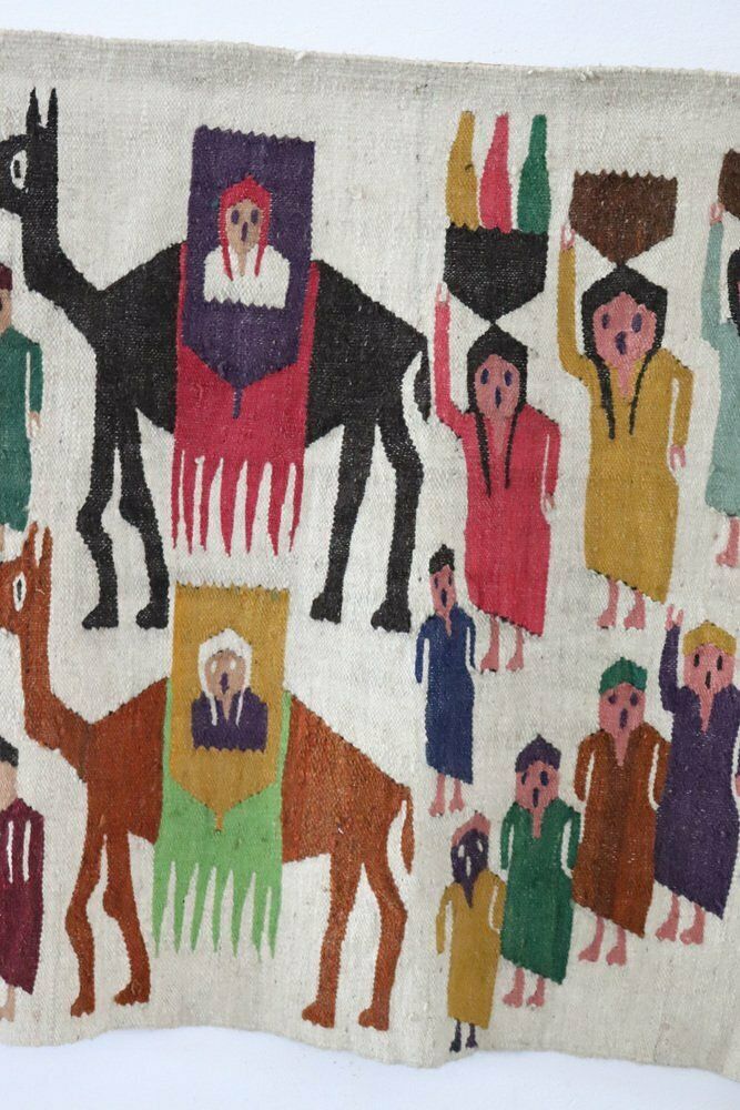 Handmade Israeli Wall Tapestry Or Wall Rug, 1930s photo for sale