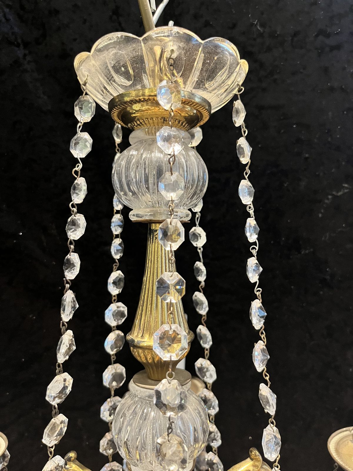 A Pair Of French Five Light Antique Chandeliers. Cr675. £1350 photo Lighting