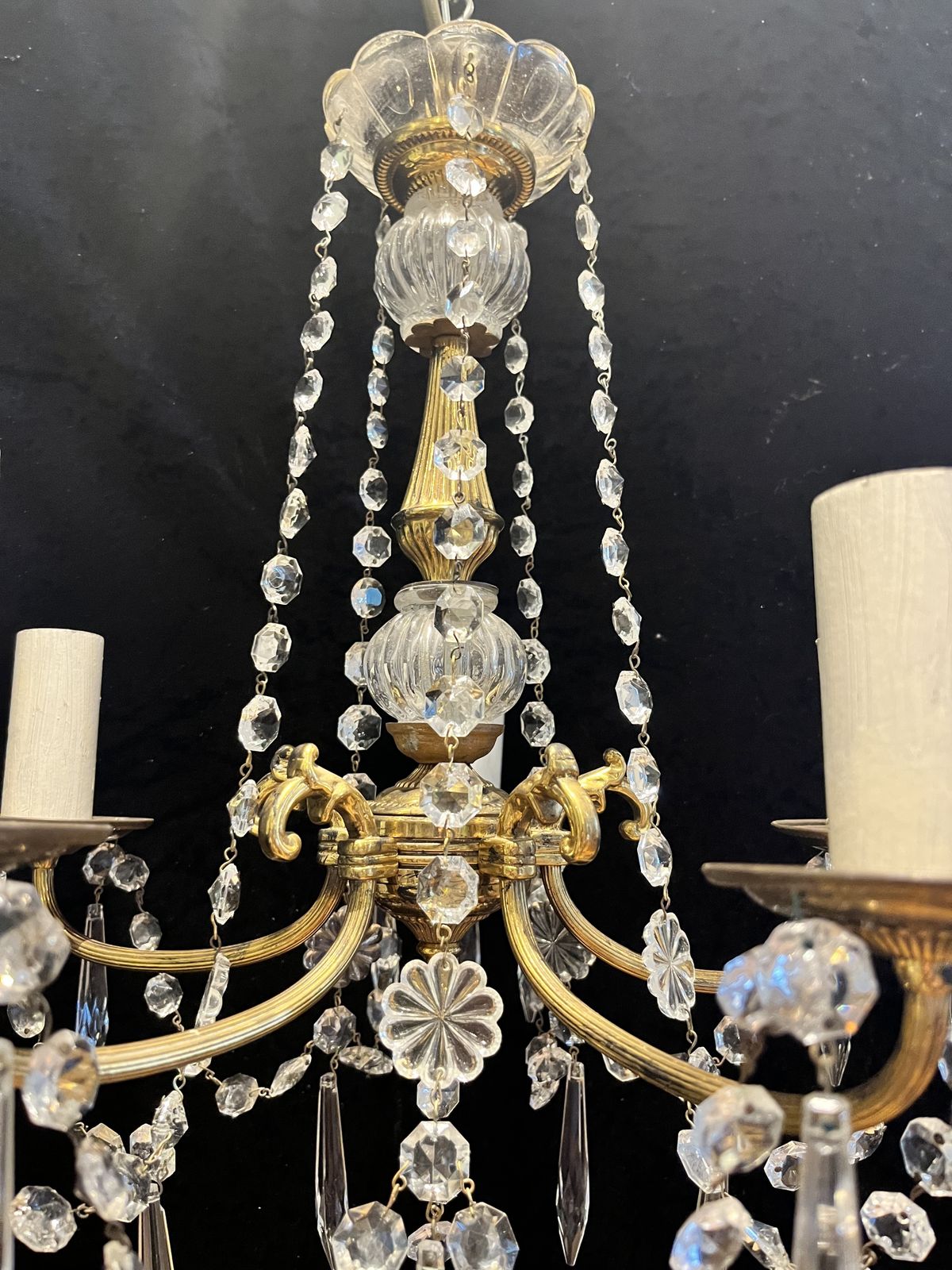Lighting A Pair Of French Five Light Antique Chandeliers. Cr675. £1350 photo