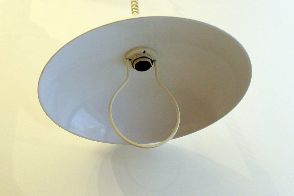 Italian White Lacquered Metal Pendant, 1970s photo buy