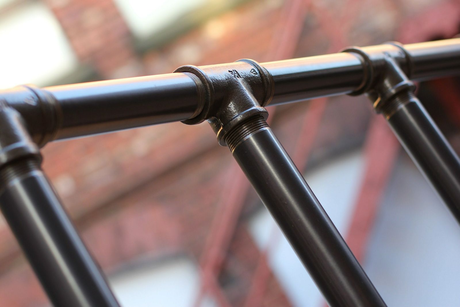 Justin Chunky Dark Steel Pipe And Industrial Scaffolding Fittings Kingsize Bed Frame   Bespoke Industrial Furniture photo vinterior