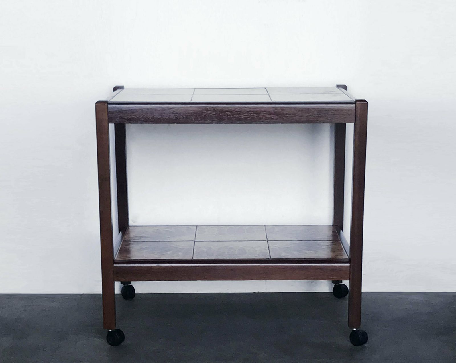 Danish Two Tier Tiled Teak Trolley / Cart Original Mid Century Design By Toften Mobelfabrik photo for sale