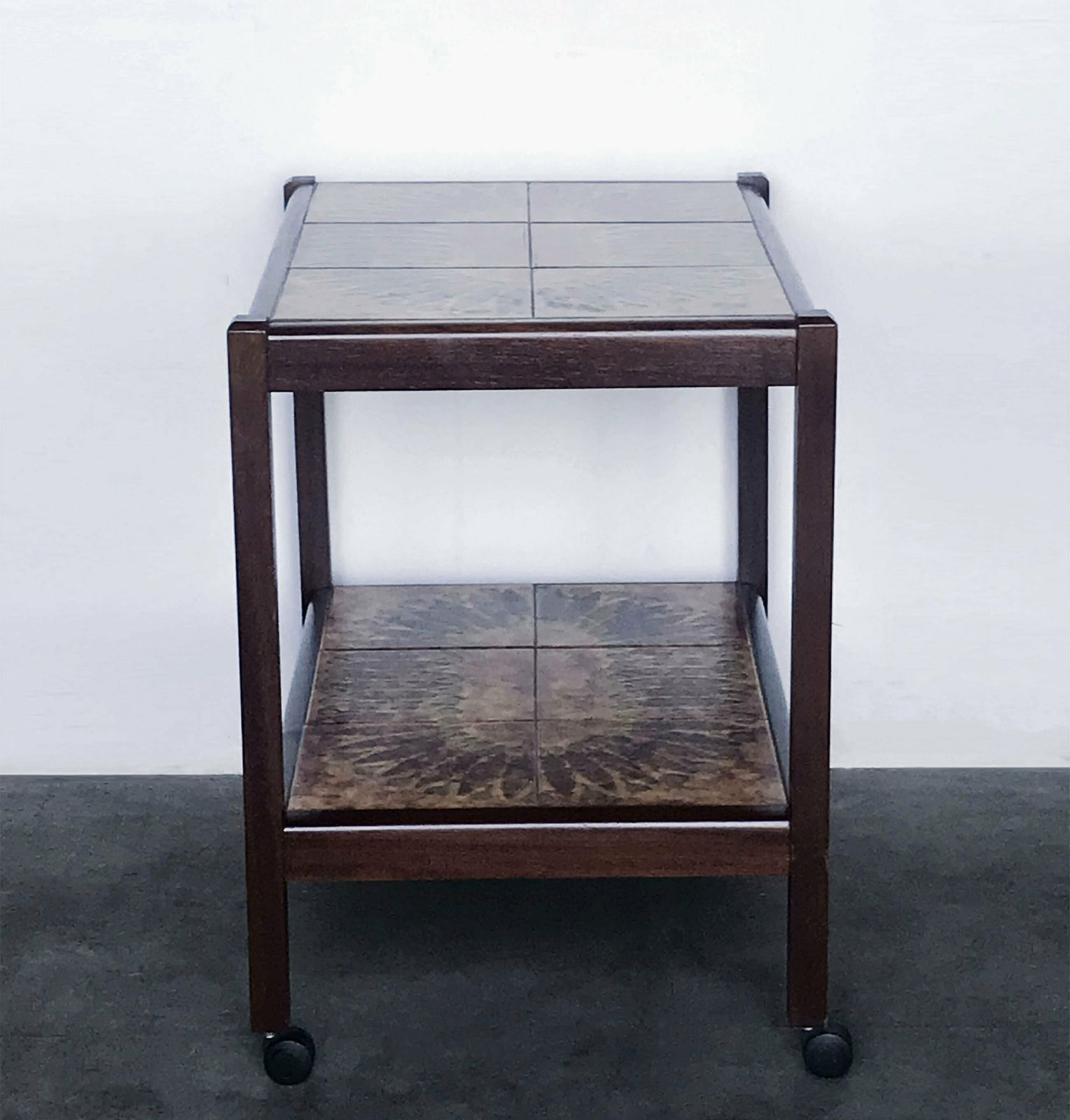 Danish Two Tier Tiled Teak Trolley / Cart Original Mid Century Design By Toften Mobelfabrik photo 193.0