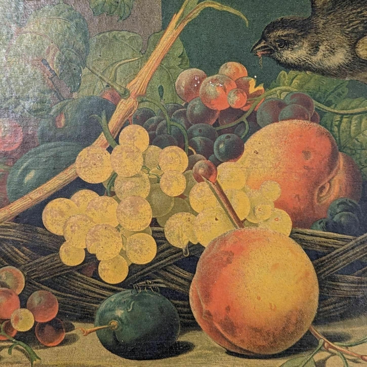 Chromography Still Life With Fruits And Vegetables Peach And Grapes photo for sale