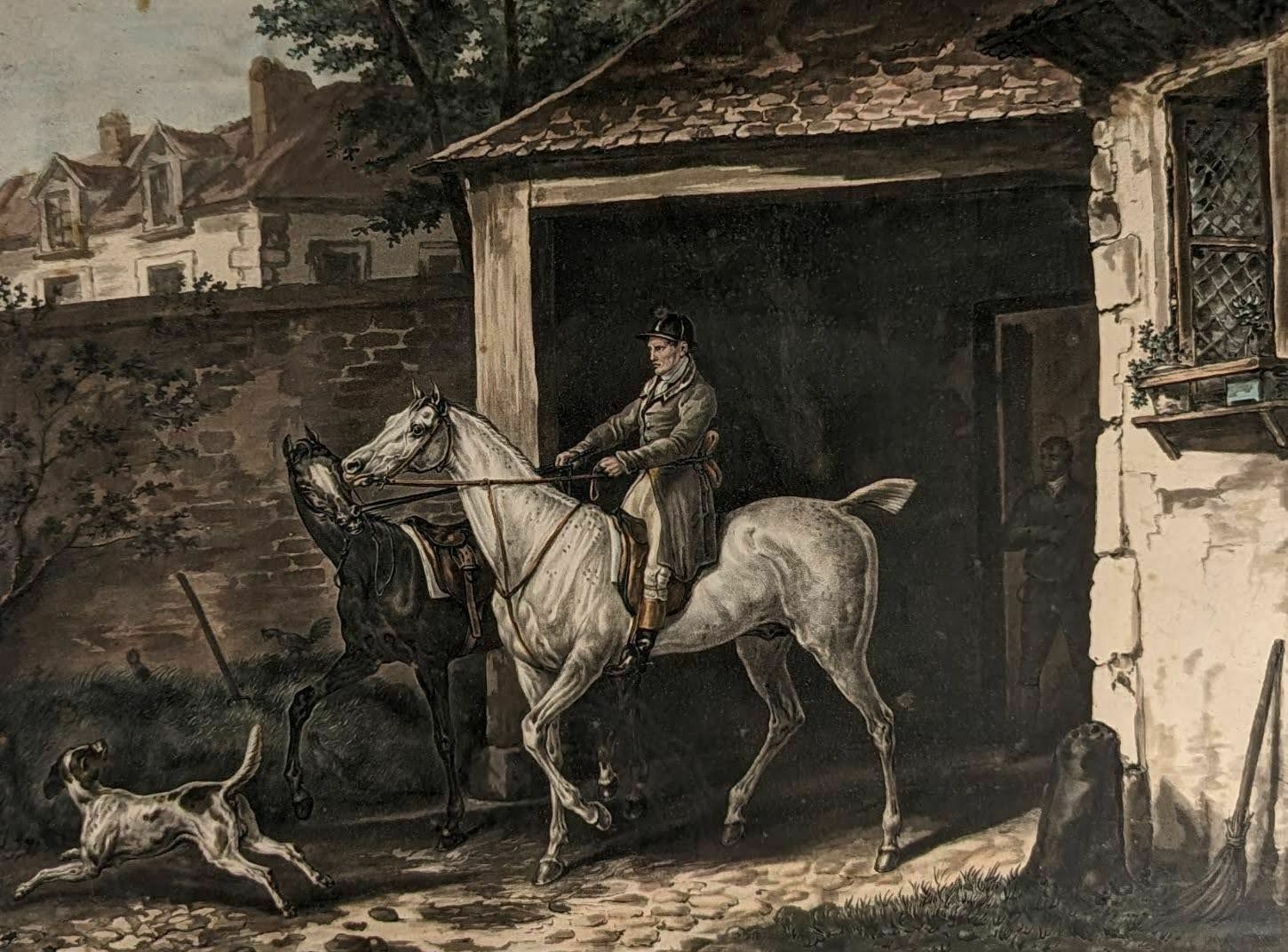 Old Engraving Entitled La Route De Poissy From The 19th Century photo furniture