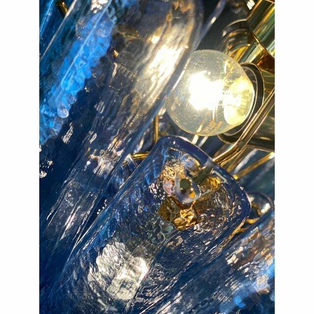 Contemporary Blue “Selle” Murano Glass Chandelier photo vintage