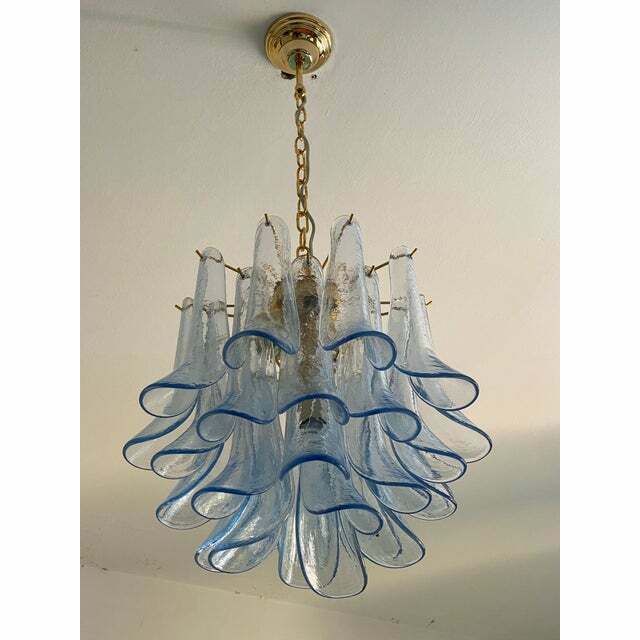 photo for sale Contemporary Blue “Selle” Murano Glass Chandelier
