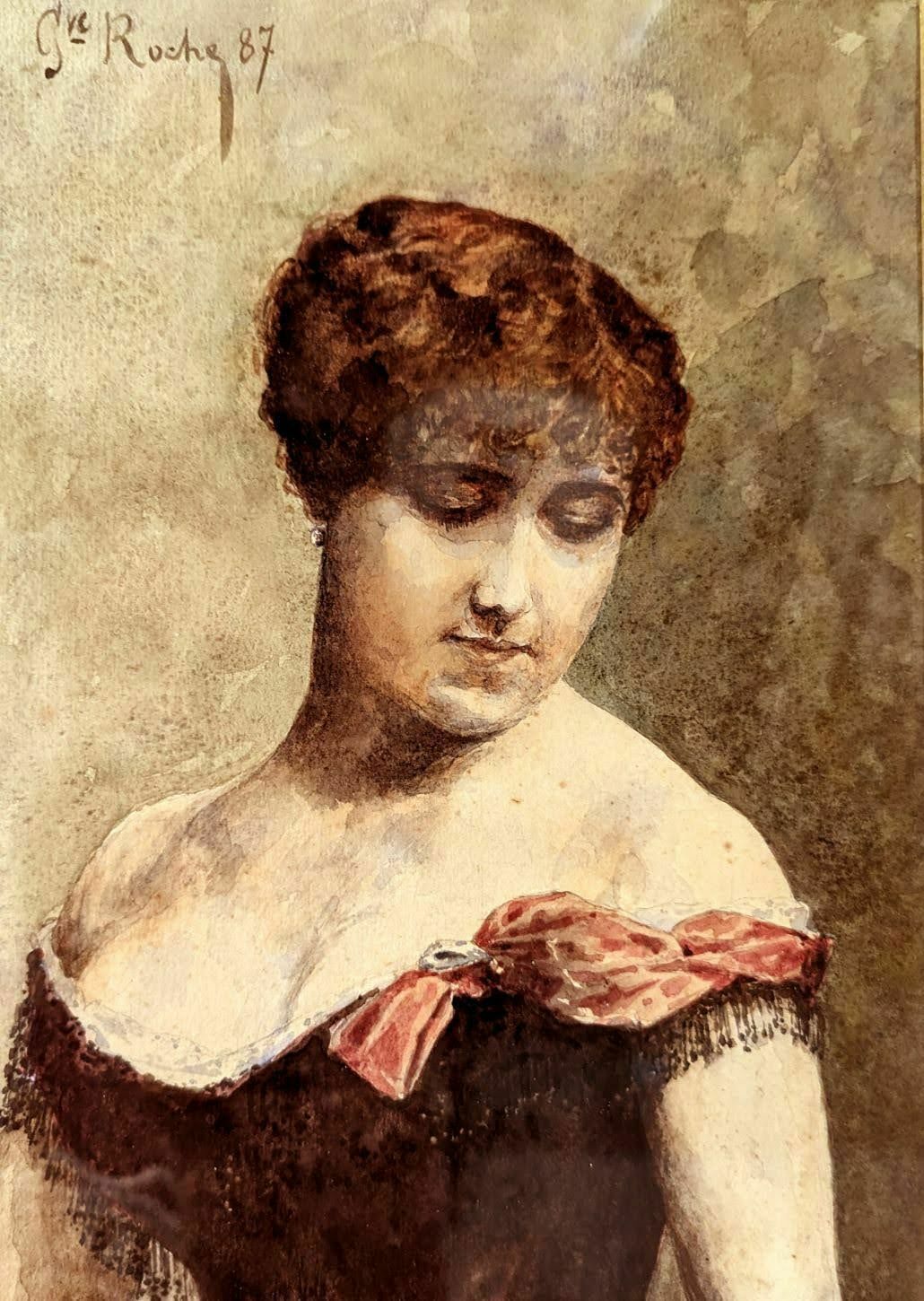 Portrait Of A Woman Signed Dated 1887 photo furniture