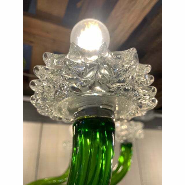 Contemporary Green Murano Glass Chandelier With Trasparent Rostrato Boubeches photo buy