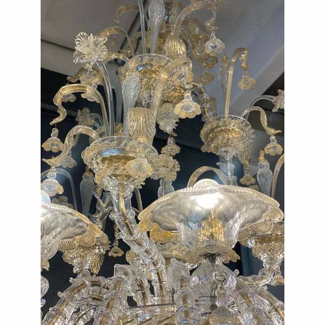 Contemporary Venetian "Ca Rezzionico" Gold Murano Glass Chandelier photo vinterior