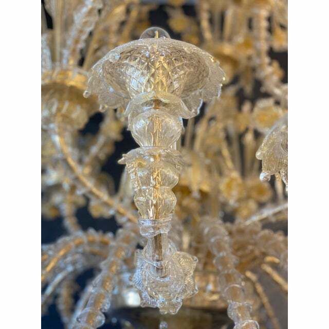 Contemporary Venetian "Ca Rezzionico" Gold Murano Glass Chandelier photo buy