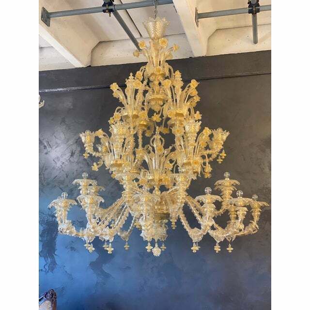 45632.0 Contemporary Venetian "Ca Rezzionico" Gold Murano Glass Chandelier photo