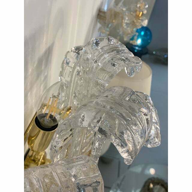 Contemporary Transparent "Lingue" Murano Glass Wall Lamp In Barovier Style photo vintage
