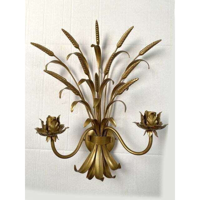 Contemporary Gold Florentine Wrought Iron Ears Wall Lamp photo vinterior