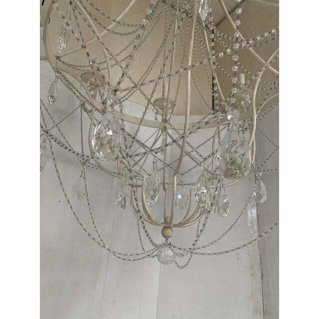 Contemporary Ivory Florentine Iron And Crystals Chandelier photo vintage
