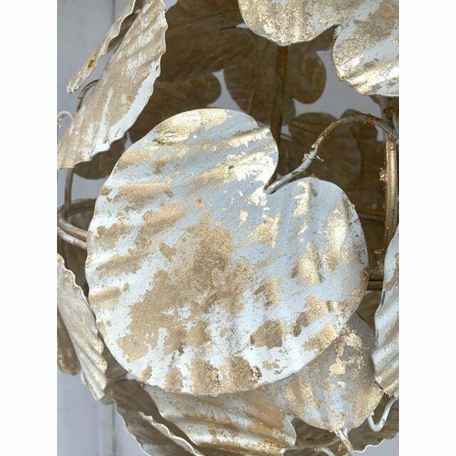 Contemporary Gold Leaf And White Leaves Sphere Suspension Pendant photo Lighting