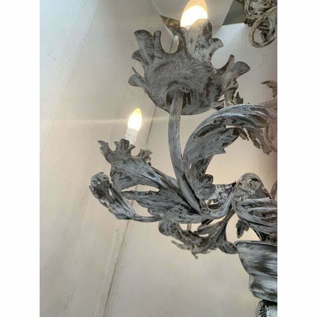 Contemporary Brunish Clay Florentine Wrought Iron Leafs Chandelier photo vinterior