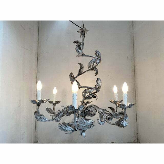 photo furniture Contemporary Brunish Clay Florentine Wrought Iron Leafs Chandelier