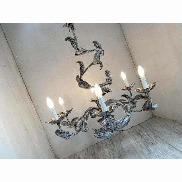 photo vinterior Contemporary Brunish Clay Florentine Wrought Iron Leafs Chandelier