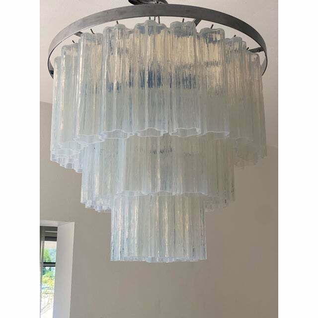 Contemporary Opalino Murano Glass "Tronchi" Chandelier photo furniture