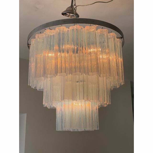 Contemporary Opalino Murano Glass "Tronchi" Chandelier photo for sale