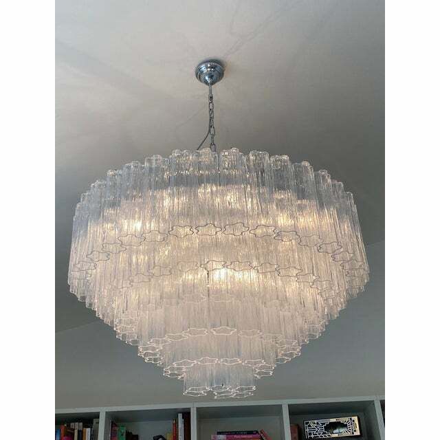 10664.0 Contemporary Transparent "Tronchi" Murano Glass Chandelier In Venini Style photo