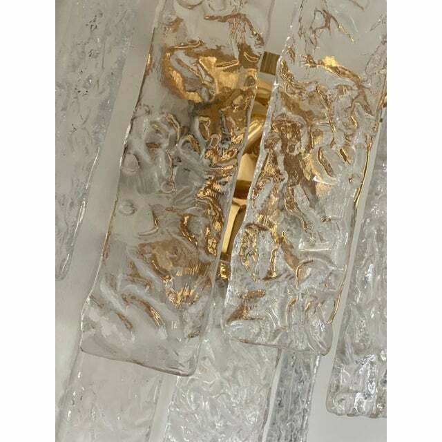 Lighting Pair Of Contemporary Hammered Strips ”Listelli” Murano Glass Wall Sconces photo
