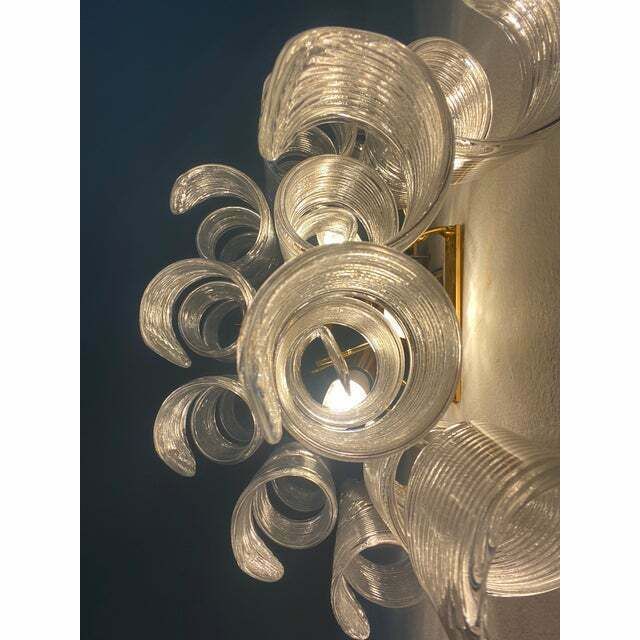 A Pair Of Contemporary Transparent “Ricci” Murano Glass Wall Sconces photo vinterior